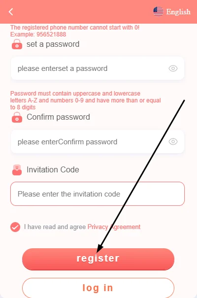 In the end, click the register button.
        